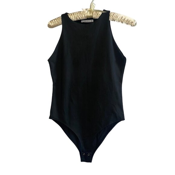 REORIA Size Medium Ultimate Obsession Halter Neck Bodysuit Black EUC - Picture 1 of 9